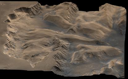 PIA00006: Oblique View with Altimetry of Valles Marineris