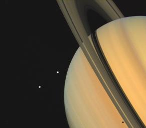 PIA00024: Saturn With Tethys and Dione