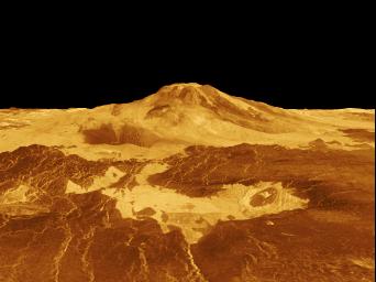 PIA00106: Venus - 3-D Perspective View of Maat Mons
