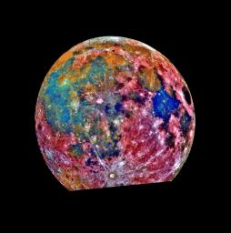 PIA00132: Moon - False Color Mosaic
