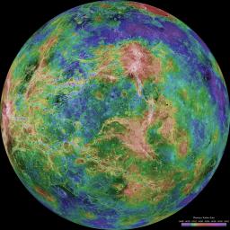 PIA00160: Hemispheric View of Venus Centered at 270° East Longitude