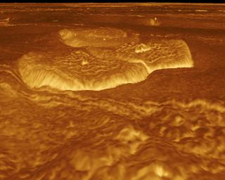 PIA00246: Venus - 3-D Perspective View of Eastern Edge of Alpha Regio