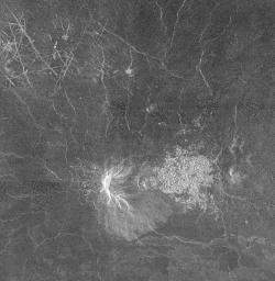 PIA00264: Venus - Volcano With Massive Landslides