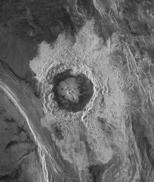 PIA00479: Venus - Complex Crater 'Dickinson' in NE Atalanta Region