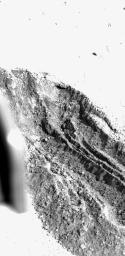 PIA00529: VL1 Digs A Deep Hole On Mars