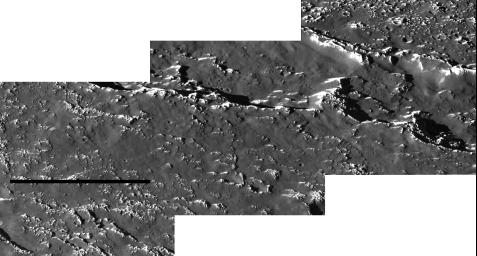 PIA00549: Callisto Crater Chain Mosaic