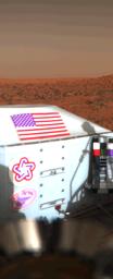 PIA00565: Viking Lander 1's U.S. Flag on Mars Surface