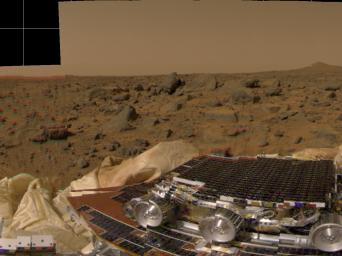 PIA00608: Rover, Airbags & Martian Terrain