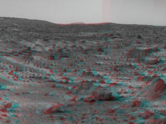 PIA00675: Martian Terrain & Wedge in 3-D