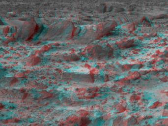 PIA00681: A Closer View of Prominent Rocks - 3-D