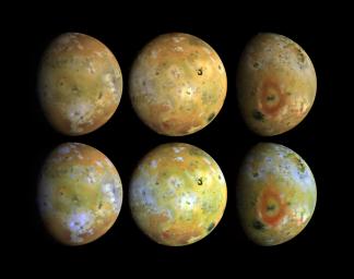 PIA00715: Full Disk Views of Io (Natural and Enhanced Color)