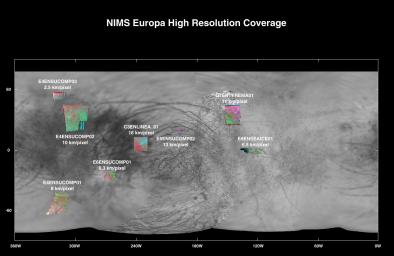 PIA00855: High Spatial Resolution Europa Coverage by the Galileo Near Infrared Mapping Spectrometer (NIMS)