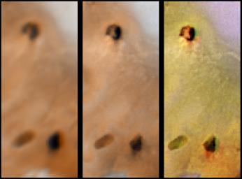 PIA01065: Lack of Visible Change Around Active Hotspots on Io