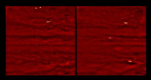 PIA01096: Jovian Lightning and Moonlit Clouds