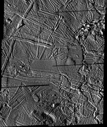 PIA01126: High Resolution Mosaic of Ridges, Plains, and Mountains on Europa