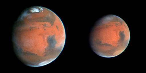 PIA01243: Hubble Watches the Red Planet as Mars Global Surveyor Begins Aerobraking