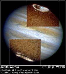PIA01254: Hubble Provides Complete View of Jupiter's Auroras