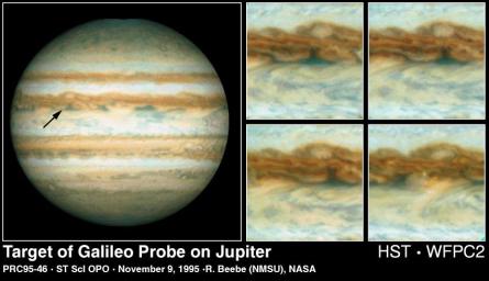 PIA01259: Hubble Views the Galileo Probe Entry Site on Jupiter