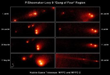 PIA01264: Evolution of the P/Shoemaker-Levy 9 "Gang of Four" Region