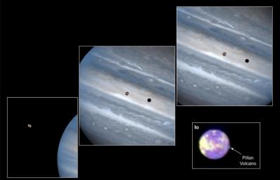 PIA01540: Hubble Clicks Images of Io Sweeping Across Jupiter