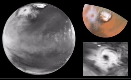 PIA01545: Hubble Views Colossal Polar Cyclone on Mars
