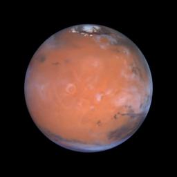PIA01590: A Closer Hubble Encounter With Mars - Tharsis
