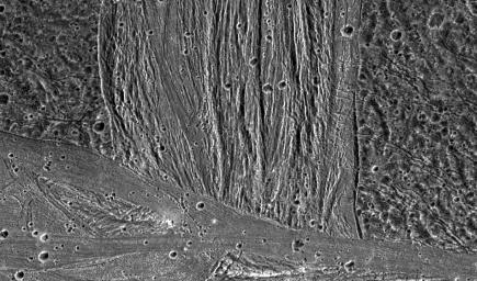 PIA01615: Swaths of Grooved Terrain on Ganymede