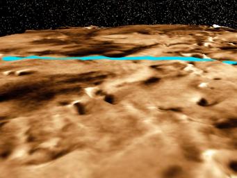 PIA02317: Proposed Mars Polar Lander Landing Site (Perspective View 2)