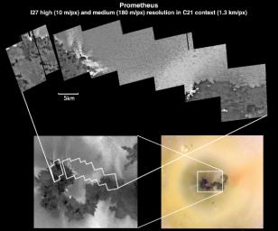 PIA02564: Io's Prometheus Volcano at Various Resolutions