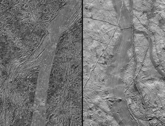 PIA02575: Comparison of Ganymede and Europa features
