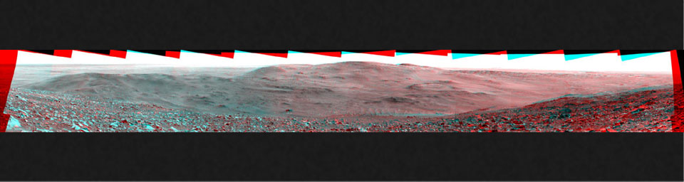 PIA03250: Sweeping View of the "Columbia Hills" and Gusev Crater (3-D)