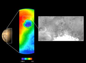 PIA03461: First THEMIS Infrared and Visible Images of Mars