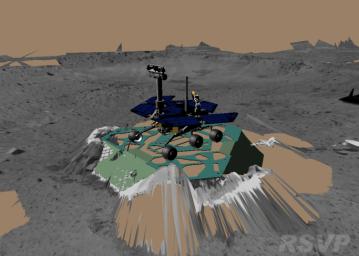 PIA05063: Virtual Rover Takes its First Turn