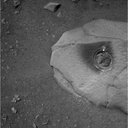 PIA05239: Spirit's First Grinding of a Rock on Mars
