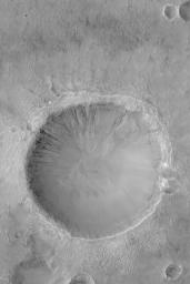 PIA05316: Gullied Crater Wall