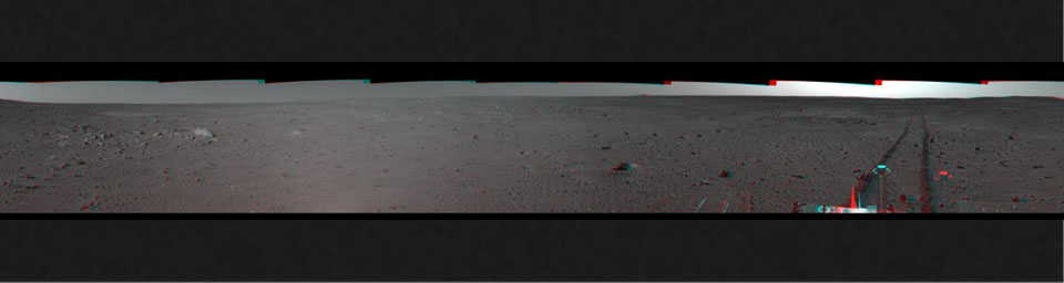 PIA05777: Spirit's View on Sol 101 (3-D)