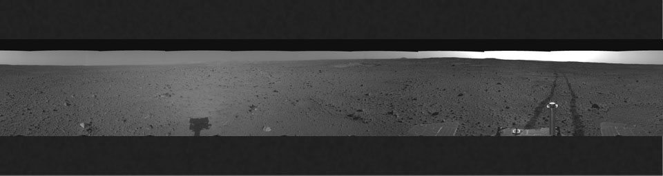 PIA05817: Spirit's View on Sol 110 (right eye)