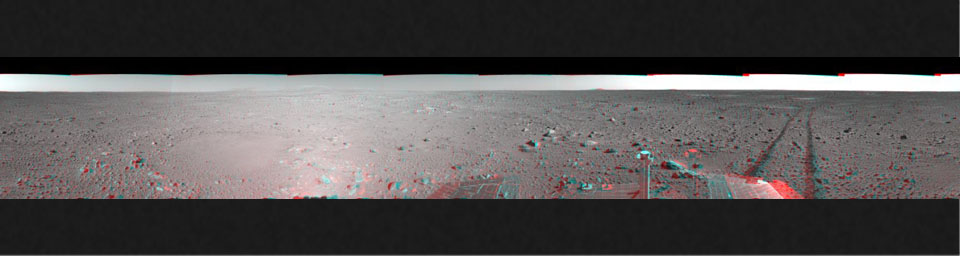 PIA05895: Spirit's View on Sol 123 (3-D)