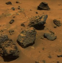 PIA06102: Gusev Rocks Solidified from Lava (Approximate True Color)