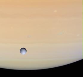PIA06155: Dione and Saturn