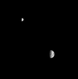 PIA06644: Mimas and Dione
