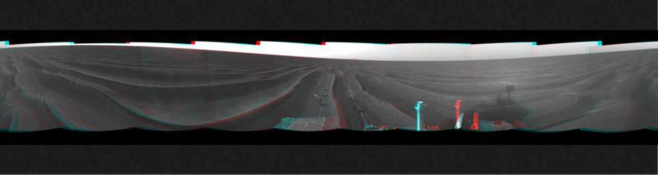 PIA07429: Record Drive Day, Opportunity Sol 383 (3-D)