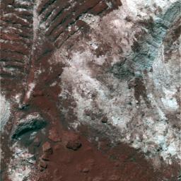 PIA07440: Churned-Up Rocky Debris and Dust (False Color)