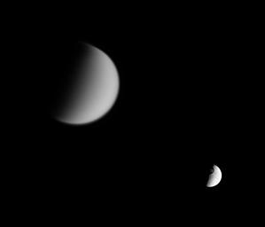 PIA07705: Tethys and Titan