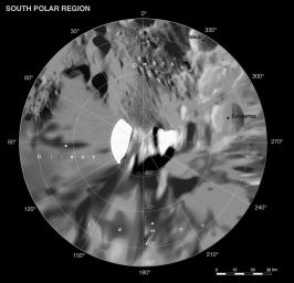 PIA07797: Phoebe: Cartographic Projections (South Polar Map)