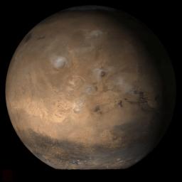 PIA08431: Mars at Ls 53°: Tharsis