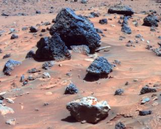 PIA08528: Possible Meteorite in 'Columbia Hills' on Mars (False Color)