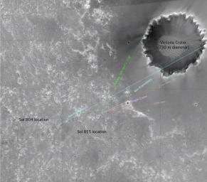 PIA08564: 'Beagle Crater' on Opportunity's Horizon (Orbital View)