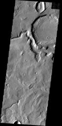 PIA09040: Channel & Crater