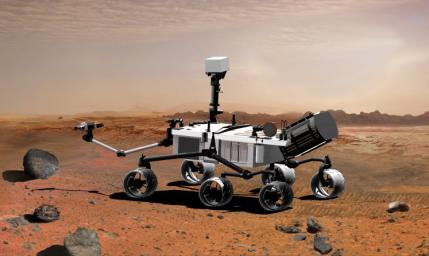 PIA09201: Mars Science Laboratory with Power Source and Extended Arm, Artist's Concept